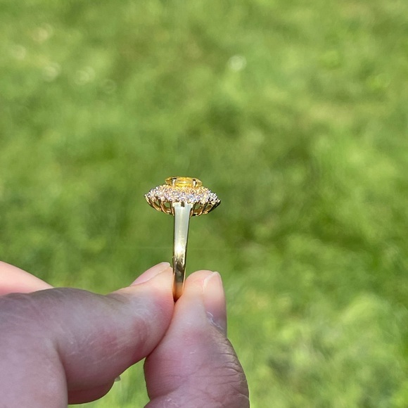 Brazilian Heliodor, Zircon & Yellow Sapphire Halo Ring - Picture 6 of 6